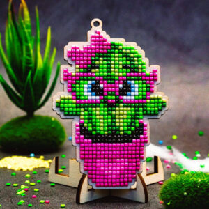 Pendant "Сactus with pink glasses"